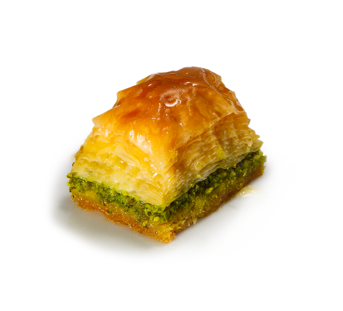 Baklava met pistache  3-hoek/4-kant   +- 3kg